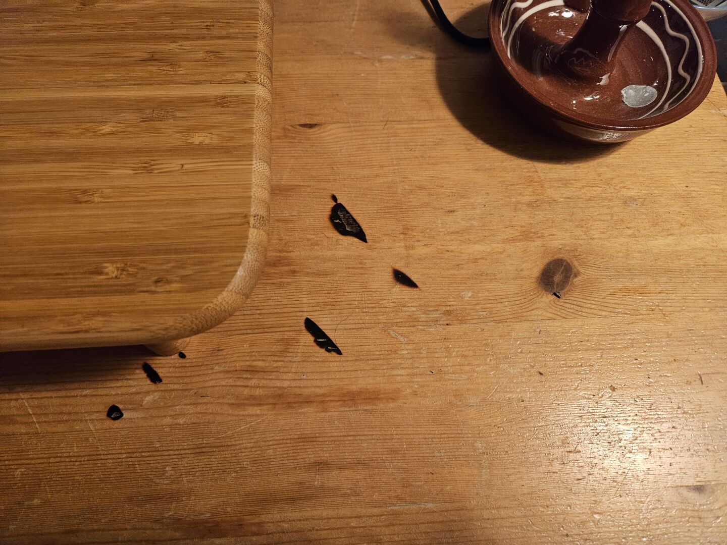 The burn marks on my pine table.
