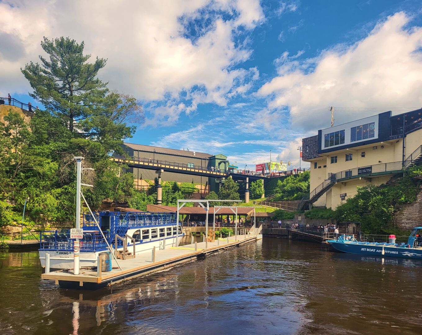 A boat at a dock