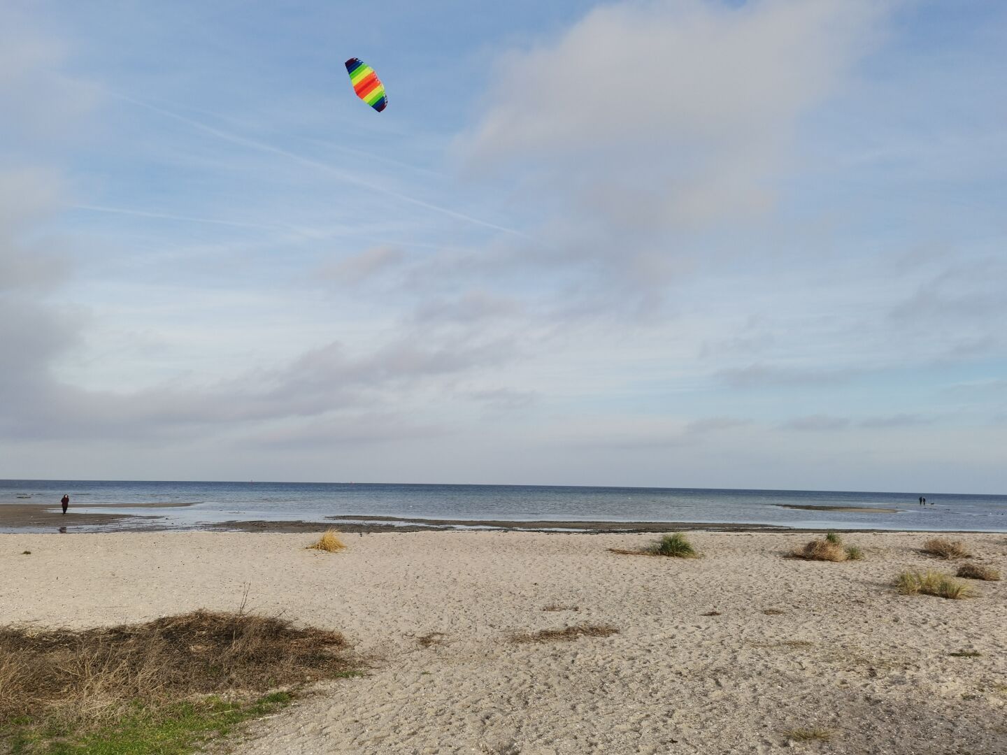 Drachen steigen lassen am Strand.