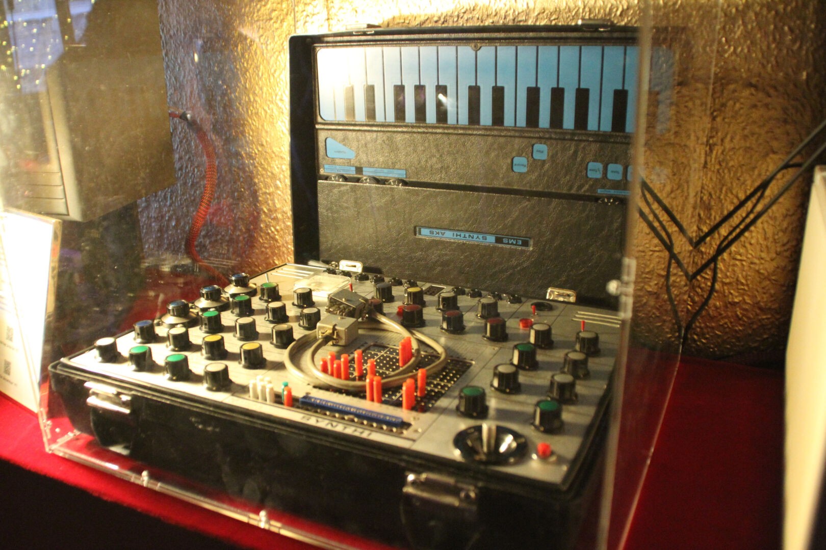 EMS Synthi AKS under glass, impossible to touch.