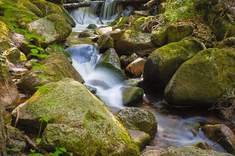A small waterfall in the Ilsetal region (Harz, Germany).