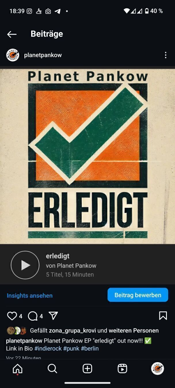 Grüner Haken dran: erledigt!