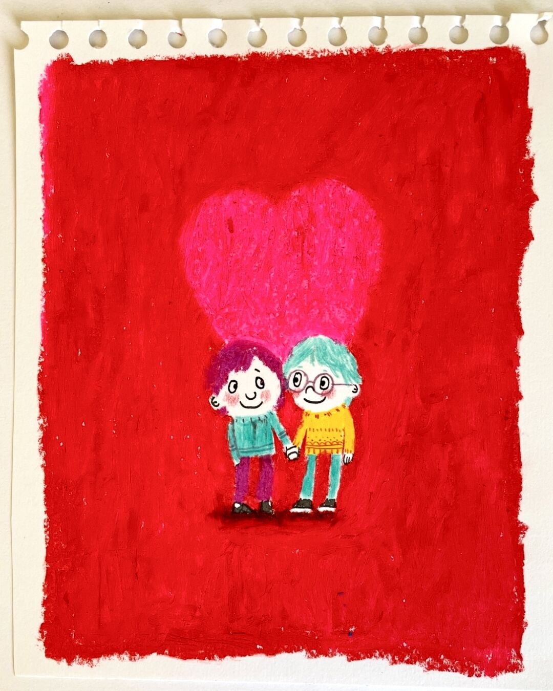 #postcard #sketch #oilpastel #illustration #illustratie #oliepastel #love #liefde #valentinesday #valentijnsdag