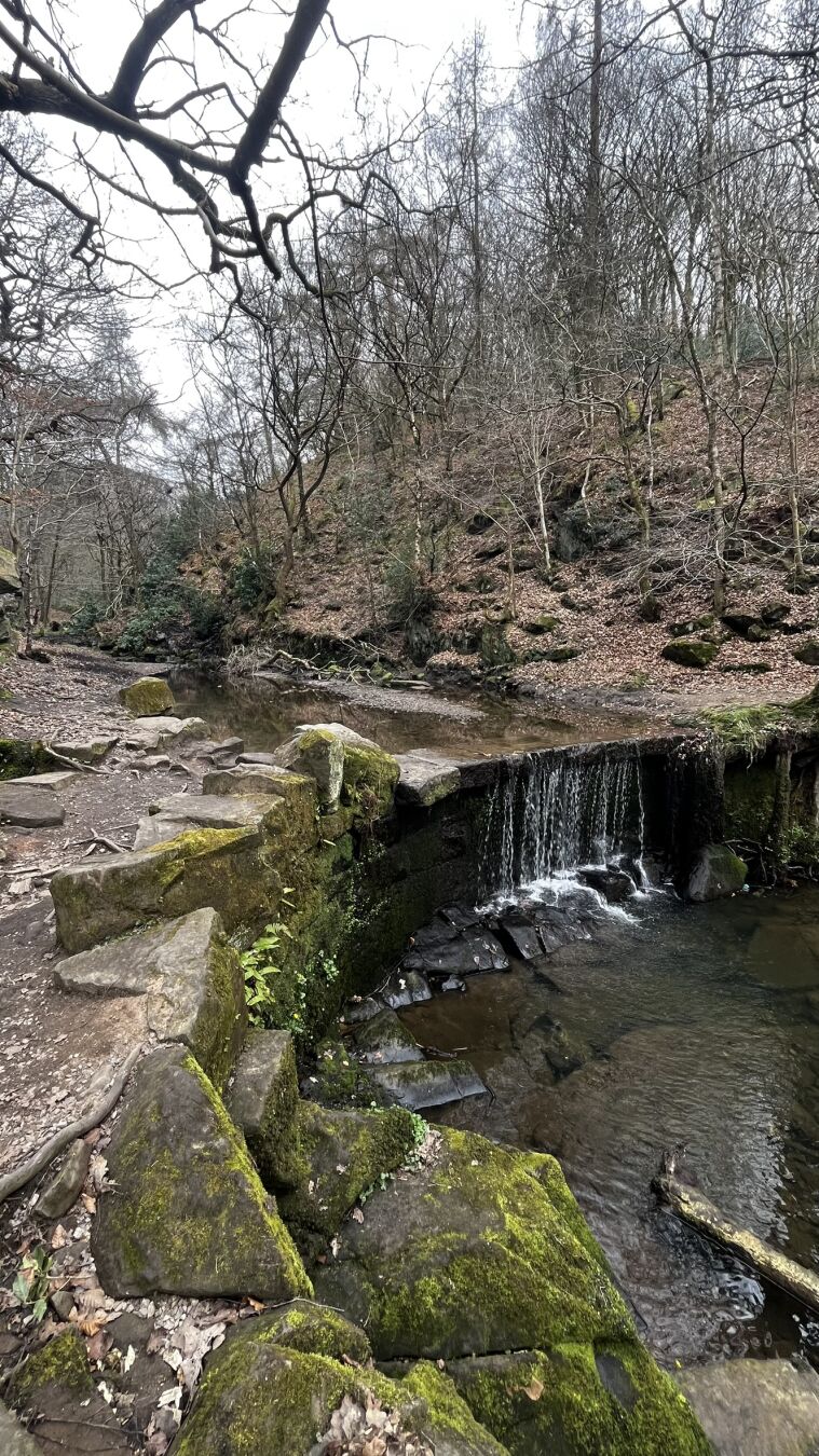 A waterfall near the source of the river Trent.