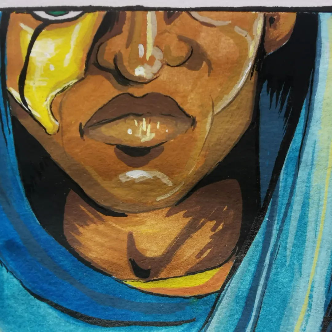 Close up of the first pictures. Shows details of the face